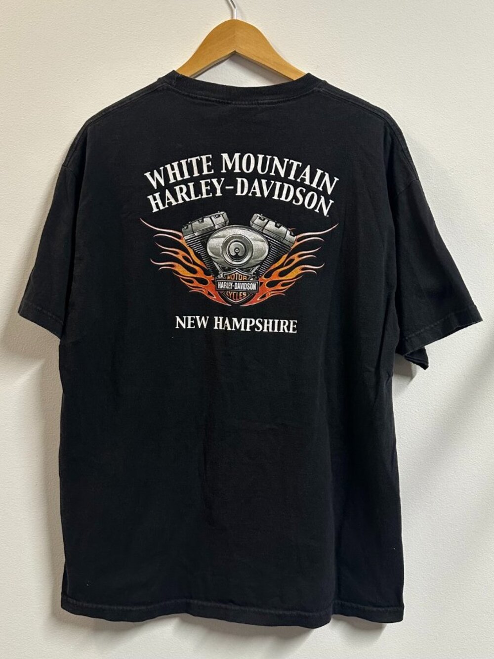 Y2K Harley Davidson New Hamshire Tshirt Flames Black XL
